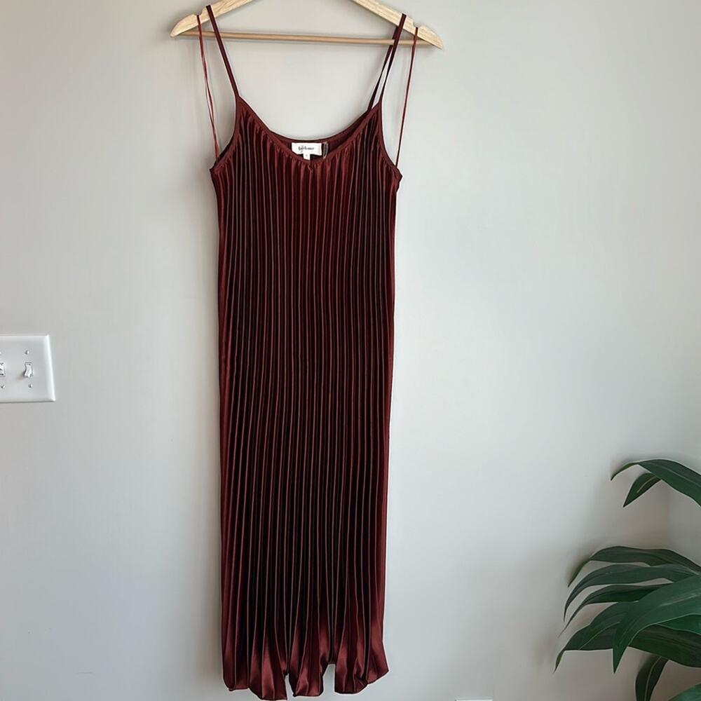 Bohme Red/Rust Pleated Midi Dress, Size Small, S gorgeous rust orange colors